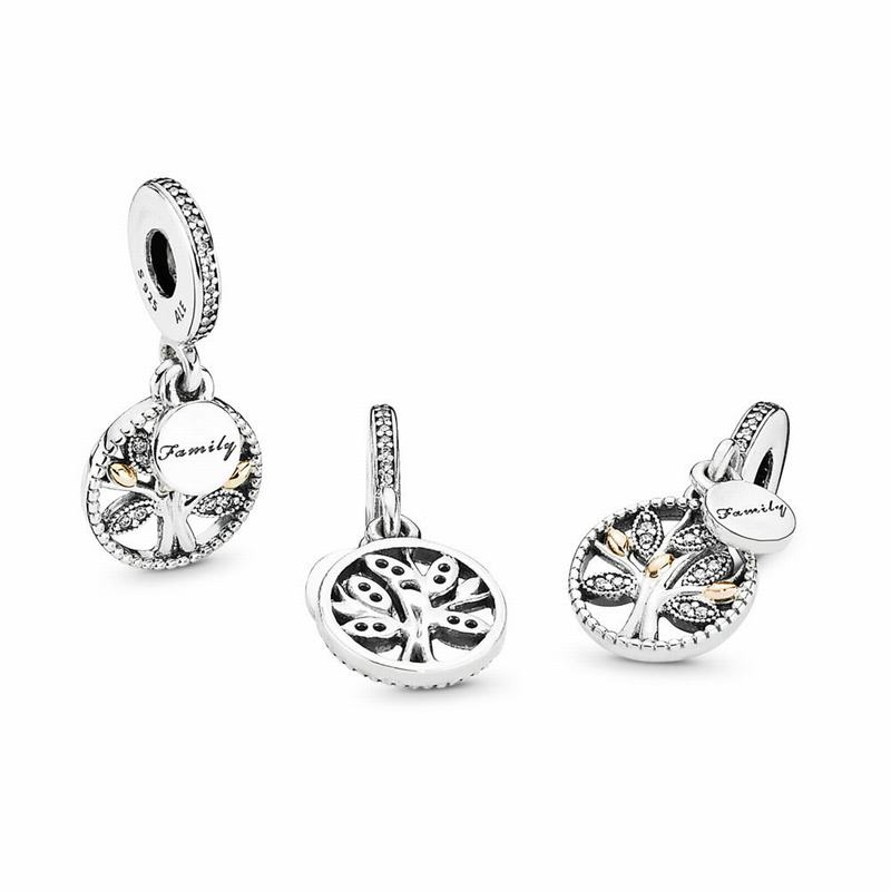 Pandora Sparkling Family Tree Dangle Charm - Two Tone/Cubic Zirconia - Canada | JA7258DB